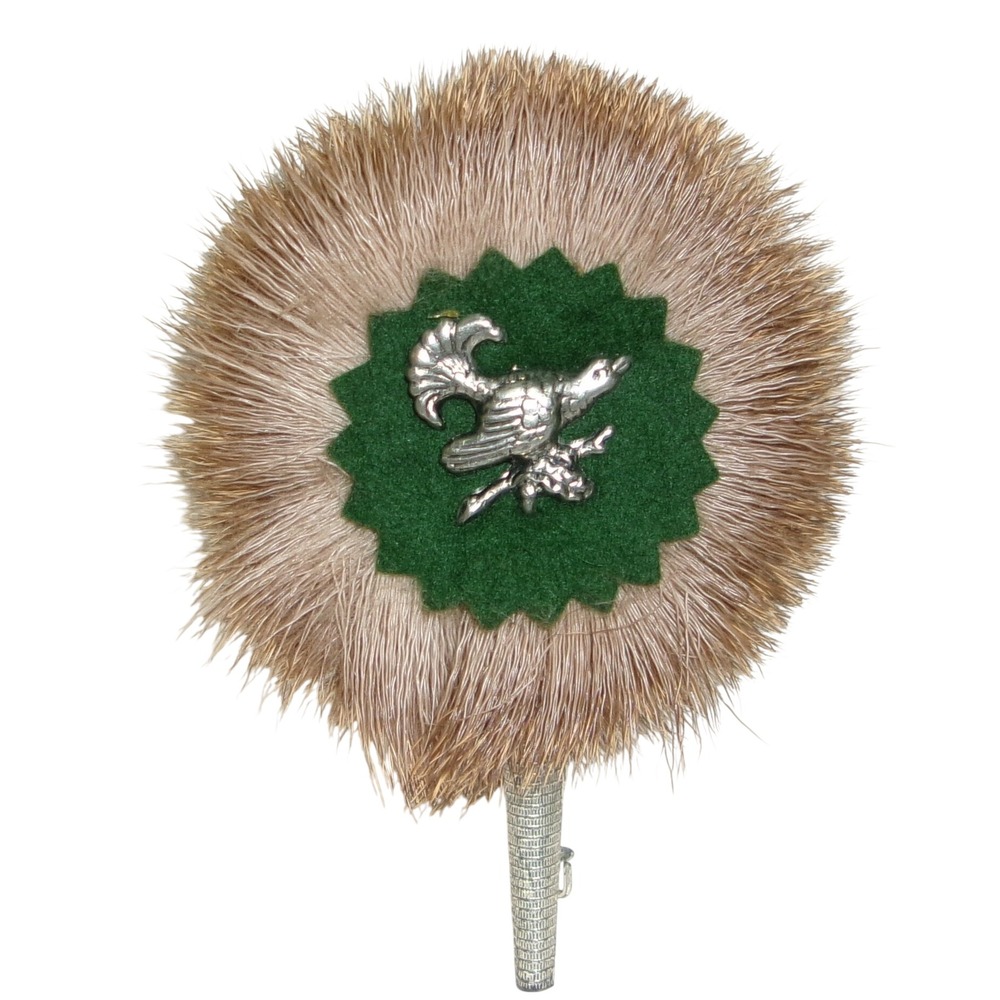 Vintage German Gamsbart Hat Pin Silver Bird Capercaillie Green Felt Fur Alpine